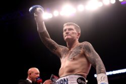 Boxing legends Ricky Hatton and Marco Antonio Barrera roll back the years in boxing exhibition clash in Manchester