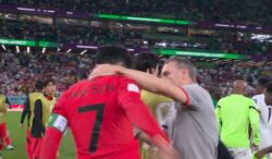 Son Heung-min slaps away Paulo Bento’s hand after South Korea’s defeat to Ghana at World Cup