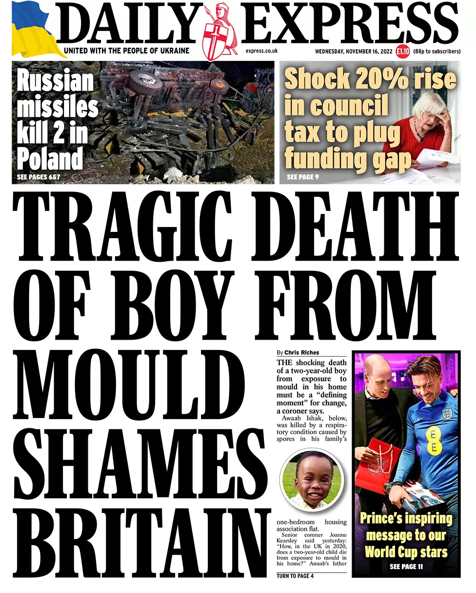 Daily Express - Tragic death of boy from mould shames Britain
