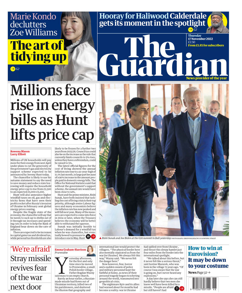 The Guardian - Millions face rise in energy bills as Hunt lifts price cap