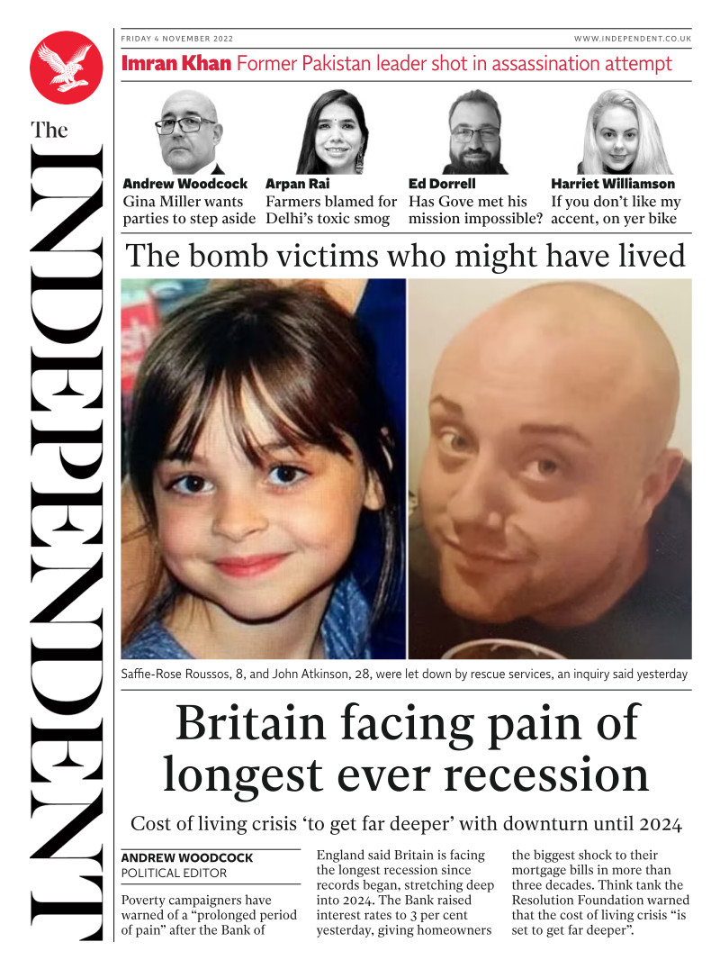 The Independent - Britain’s facing pain of longest ever recession