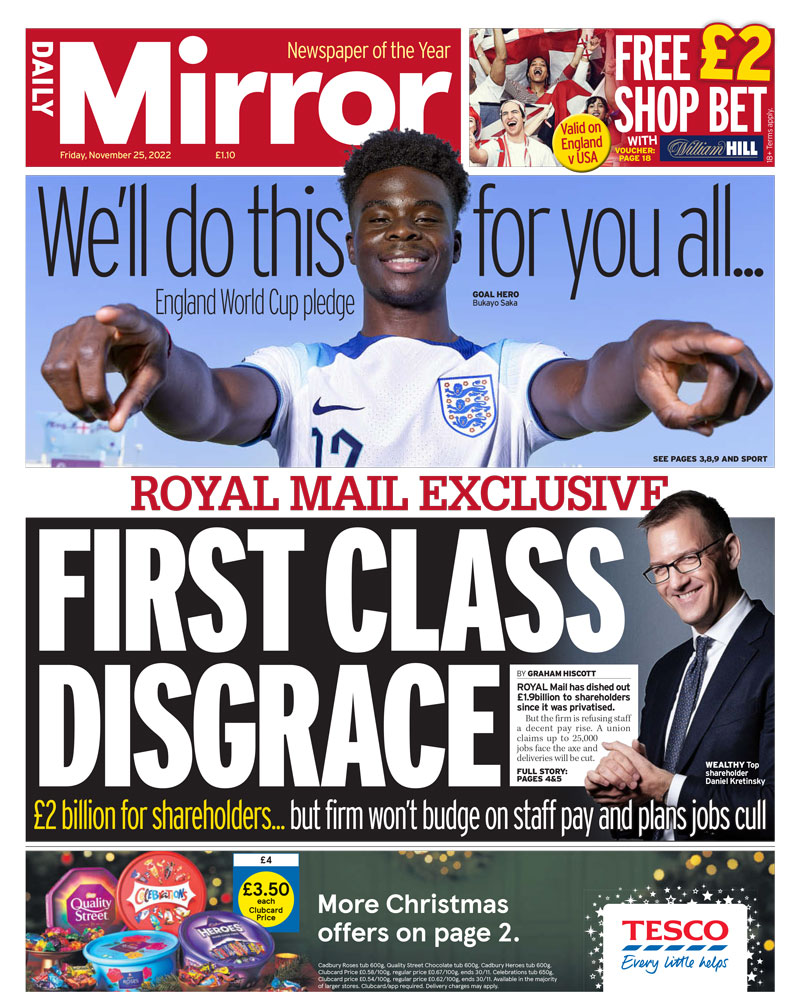 Daily Mirror - First class disgrace