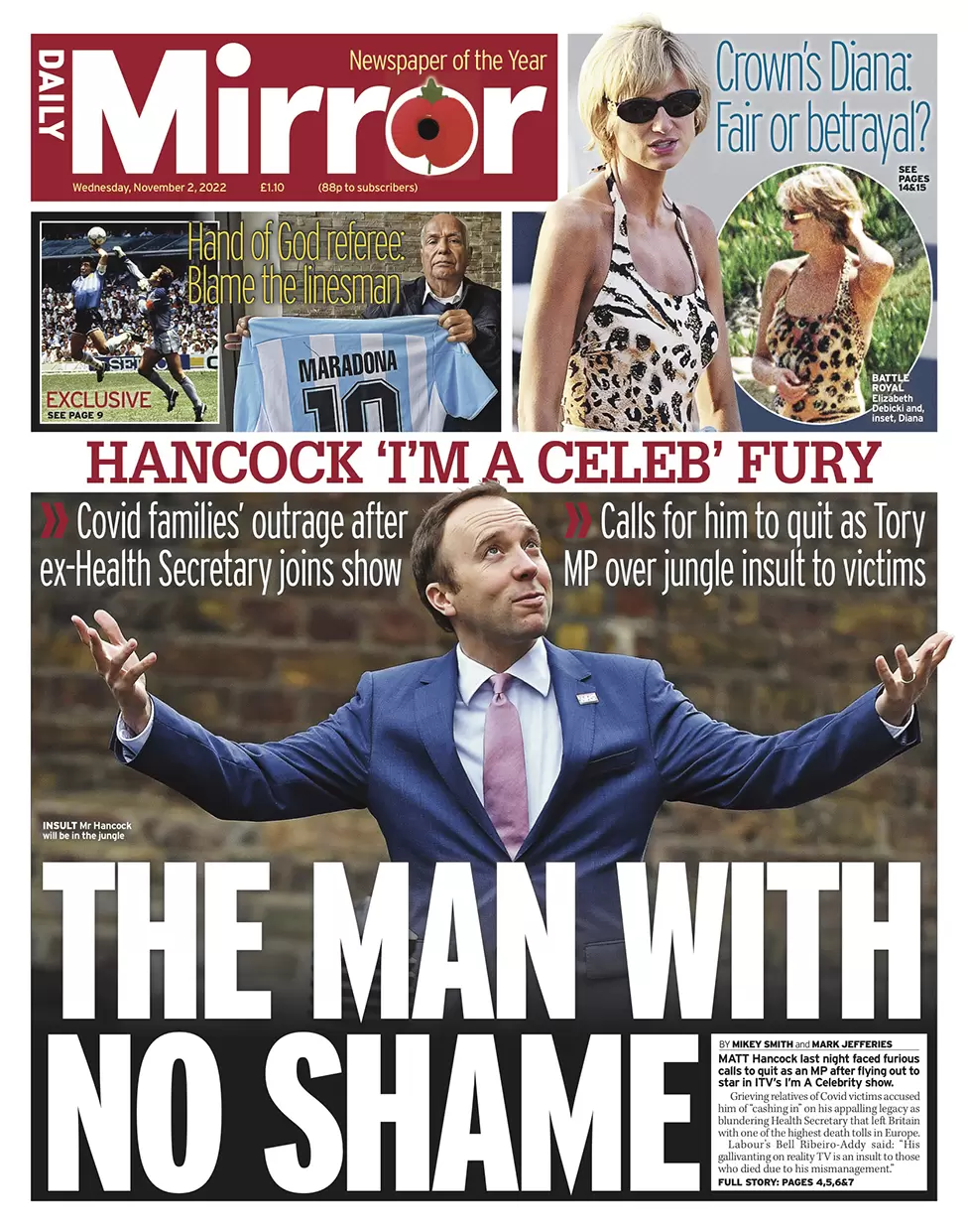Daily Mirror - Matt Hancock: The man with no shame