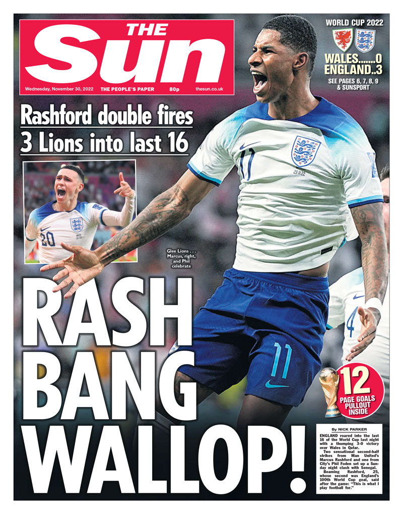 The Sun - England vs Wales: Rash, Bang, Wallop
