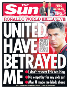 The Sun – Ronaldo: United have betrayed me 