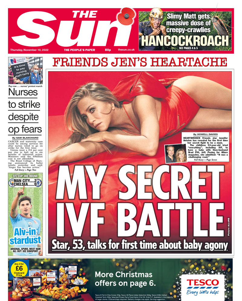 The Sun - Jen Aniston: My secret IVF battle