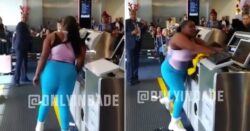 Moment mom hurls computer at airport worker after losing kids