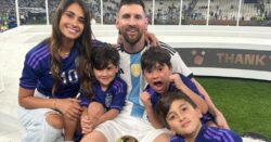 Lionel Messi cat who got the cream as he reunites with wife Antonela Roccuzzo and sons to celebrate World Cup win