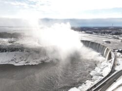 Niagara Falls almost frozen over amid deadliest storm for 50 years