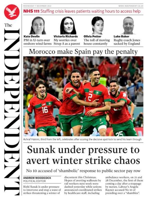 The Independent -Sunak under pressure to avert winter strike crisis