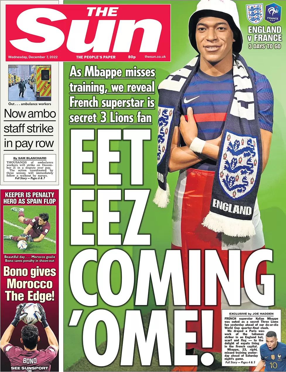 The Sun - World Cup 2022 England vs France: EET EEZ COMING HOME