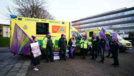 Thousands of ambulance staff go on strike for a third time in five weeks