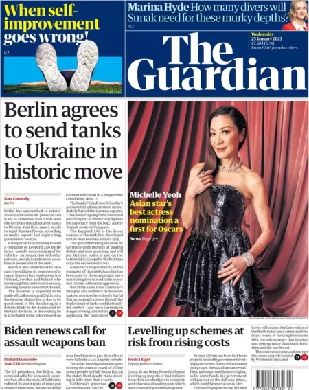 The Guardian – Berlin agrees to sent tanks to Ukraine in historic move