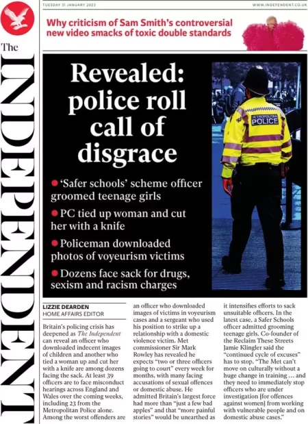 The Independent – Revealed: police roll call of disgrace 