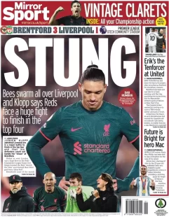 The Back pages – Liverpool shock defeat