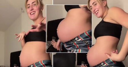 Mum shares moment baby bump completely changes shape