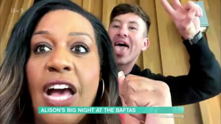 Holly Willoughby shocked as Barry Keoghan crashes chaotic Alison Hammond interview: ‘Are you still out at a Bafta party?’