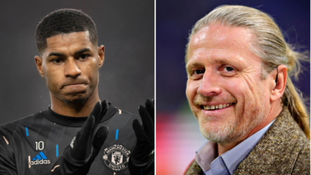 Emmanuel Petit insists he would not swap Arsenal star Bukayo Saka for Man Utd forward Marcus Rashford