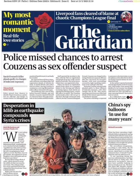 The Guardian – Police missed chances to arrest Couzens as sex offender suspect 