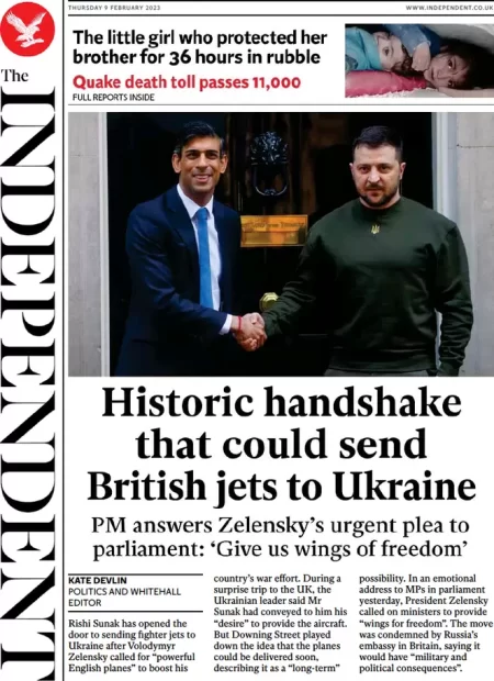 The Independent – Historic handshake that could send British jets to Ukraine 