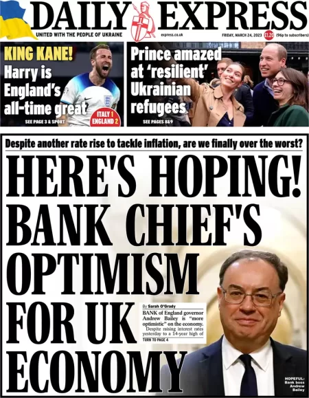 Daily Express – Bank’s chief’s optimism for UK economy 