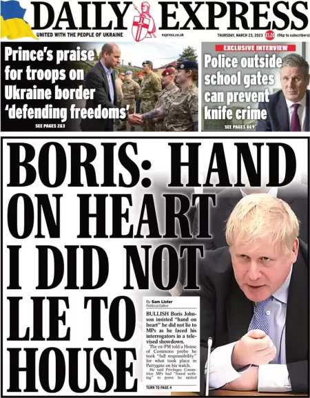 Daily Express – Boris: Hand on heart I did not lie to House 