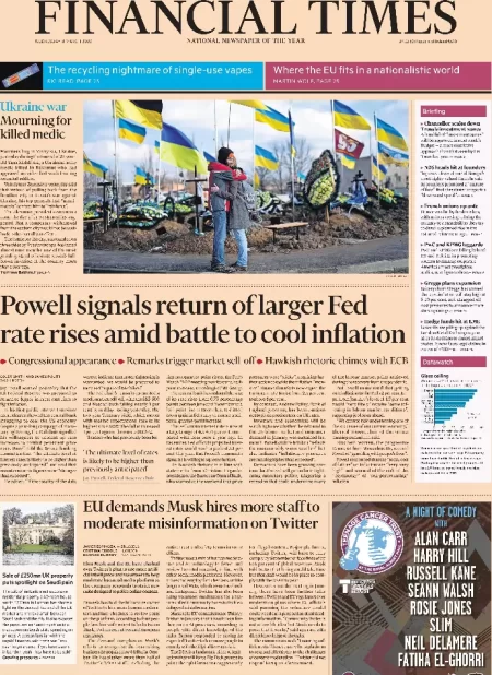 Financial Times – Powell signals return of larger Fed rate rises amid battle to cool inflation 