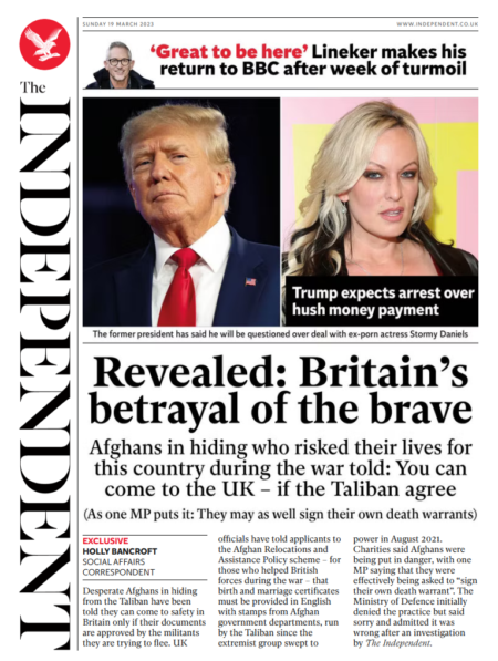 The Independent – Britain’s betrayal of the brave