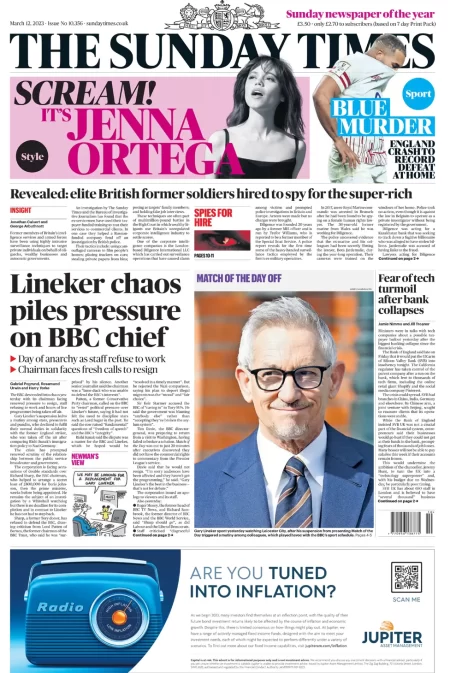 The Sunday Times – Linekar chaos piles pressure on BBC chiefs 