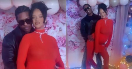 Rihanna twerks on ASAP Rocky while showing off her growing baby bump in Brooklyn 