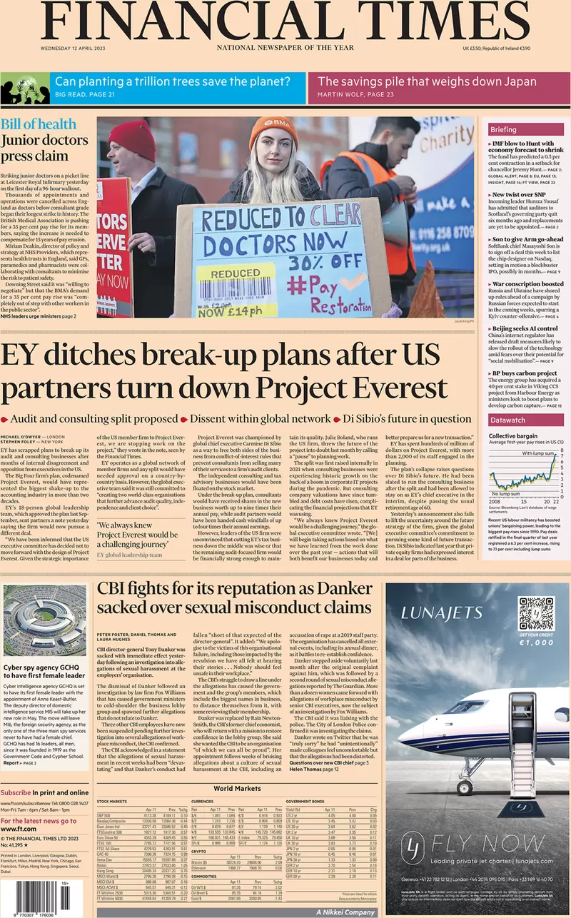 Financial Times- EY ditches break-up plans after US partners turn down Project Everest 
