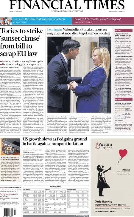 Financial Times – Tories to strike ‘sunset clause’ from bill to scrap EU law