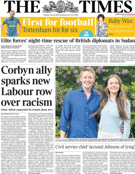 The Times – Corbyn ally sparks new Labour row over racism 