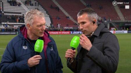 Robin van Persie pays tribute to David Moyes’ job at West Ham after ‘difficult’ Manchester United spell