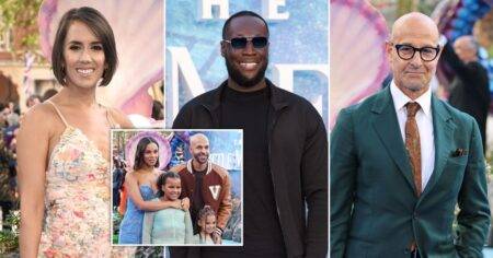 Stormzy and Stanley Tucci rock up at The Little Mermaid premiere as Janette Manrara cradles baby bump and Rochelle Humes poses with daughters