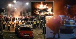 Masked yobs torch cars and clash with riot police on night of carnage in Cardiff