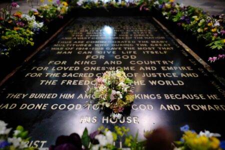 Queen Camilla lays coronation bouquet at Grave of the Unknown Warrior