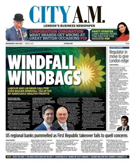 City AM – Windfall windbags: Labour calls for tougher tax after BP profits