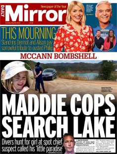 Daily Mirror – Maddie cops search lake 