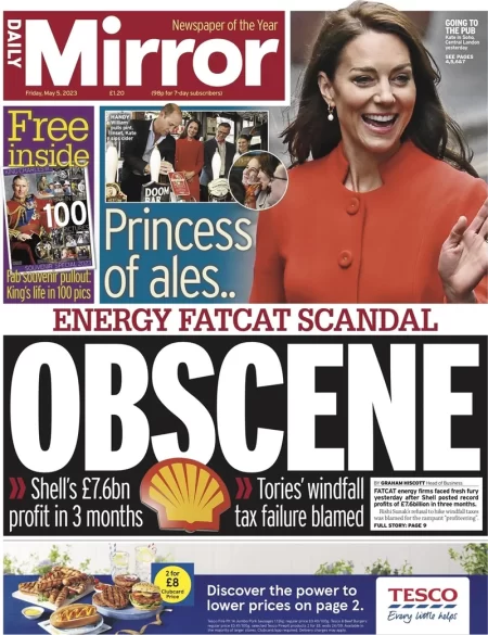 Daily Mirror – Energy fatcat scandal: Obscene 