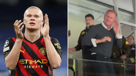 Erling Haaland’s dad Alfie escorted out of Bernabeu box after clashing with Real Madrid fans