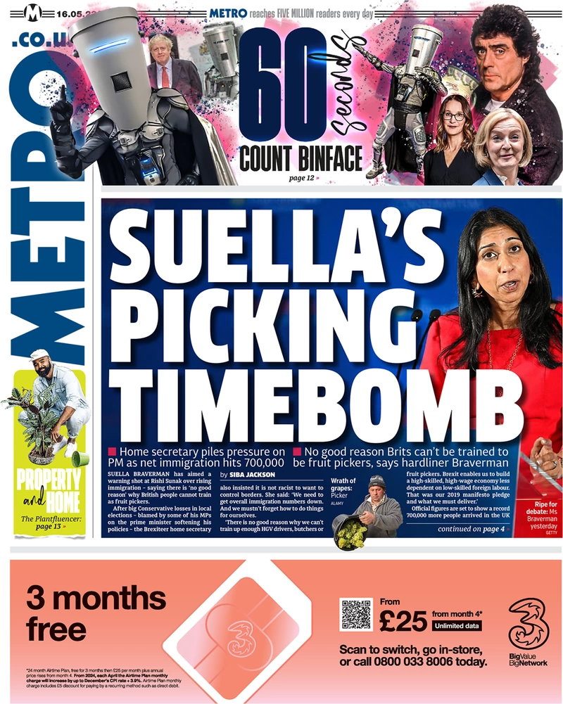 Metro - Suella picking timebomb