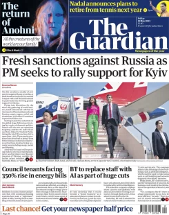 The Guardian – Fresh sanctions against Russia as PM seeks to rally support for Kyiv 