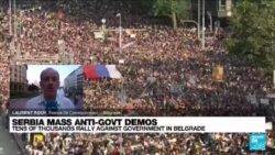 Tens of thousands gather in Belgrade for fifth anti-government protest since mass shootings