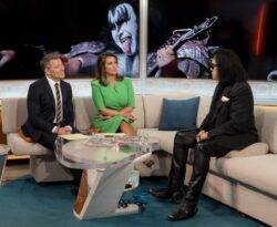 Kiss star Gene Simmons hands Susanna Reid his used gum during Good Morning Britain interview