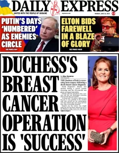 Daily Express – Duchess breast cancer operation is success