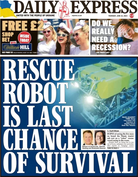 Daily Express – Rescue boat in last chance of survival 