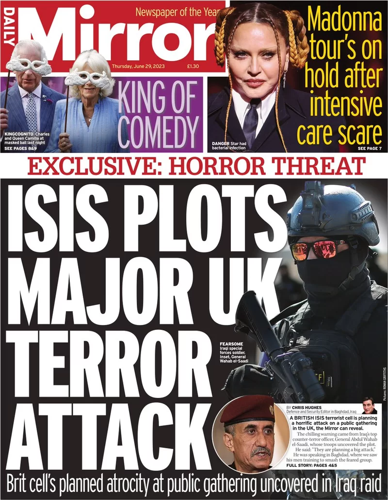 Daily Mirror - ISIS plots major UK attack