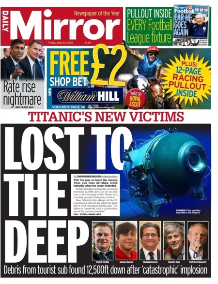 Daily Mirror – Lost to the deep 