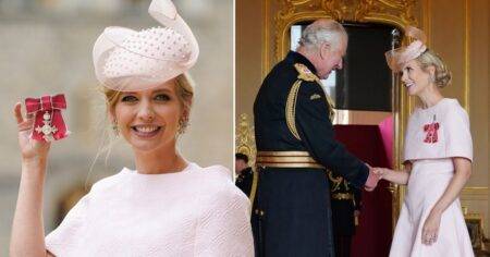 Rachel Riley beams as she receives MBE from King Charles for campaign against antisemitism